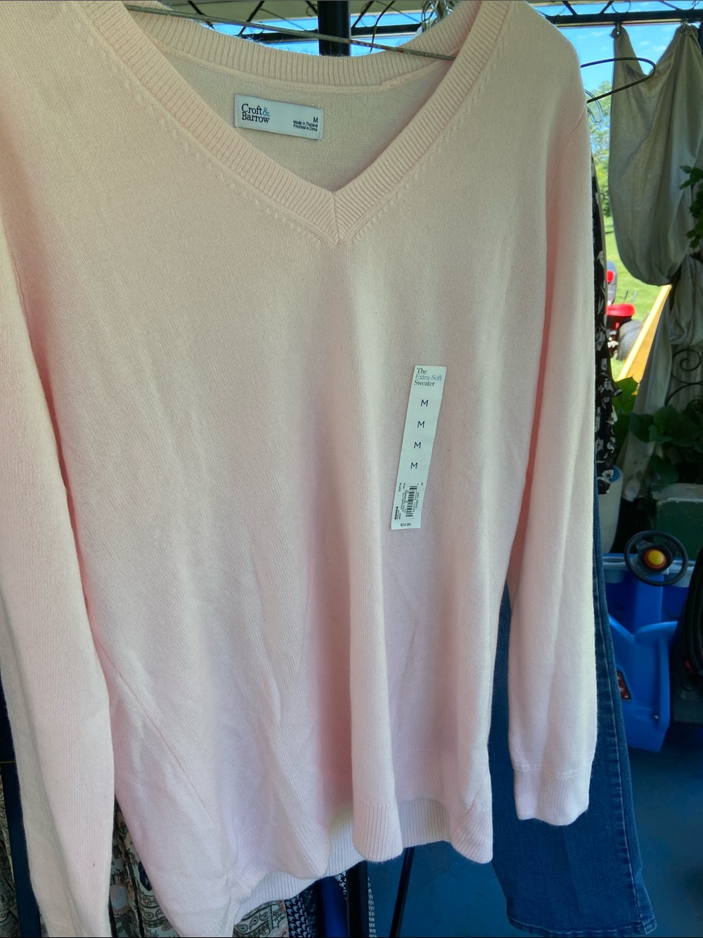 croft & barrow Women's Soft Pink V-Neck Sweater